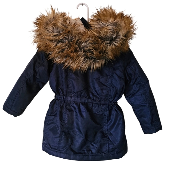 Urban Republic Girl's Anorak Jacket Faux Fur Hood Navy Blue Size 4 - Picture 10 of 14
